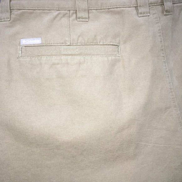 Columbia Mens 42W 30L Olive Hook & Loop Zip Pockets 100% Cotton Flat Front Pants - Picture 14 of 14